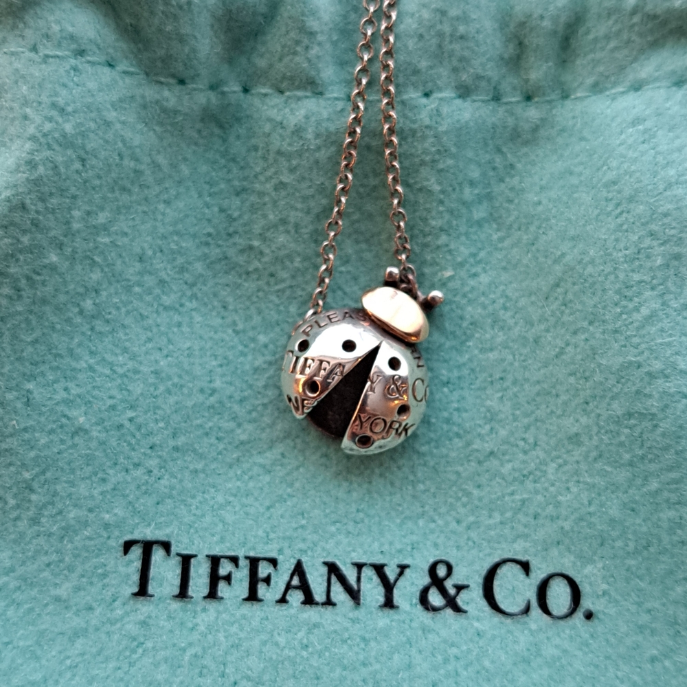 Tiffany & Co. Silver And Rose Gold Ladybug Pendant Necklace